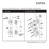 Emtek 454929 Brighton Grip by Grip Entrance Handleset - Sandcast Bronze Tubular - Double Cylinder