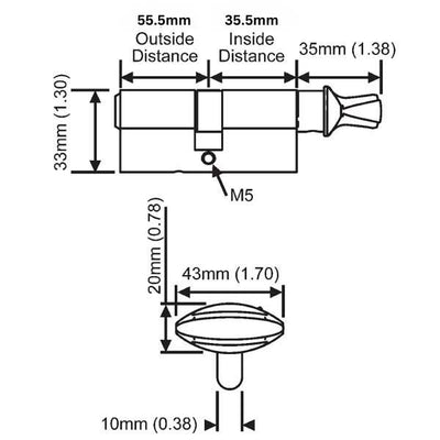 Hoppe 90 degree Key Cylinder - 3637091