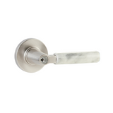 Emtek SELECT L-Square White Marble Key In Lever - Single Cylinder - with 3 Rosette Options