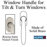 Verona Handle for Tilt & Turn Windows - Solid Brass - Resista Satin Nickel