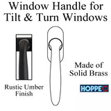 Verona Handle for Tilt &amp; Turn Windows - Solid Brass - Rustic Umber