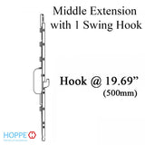 Hoppe Manual Swing Hook 16mm Middle Extension with Overall Length of 24.09 Inches