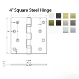 4 X 4 Steel Square Corner Residential Hinge, Pair, With Screws - 363401