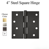 4 X 4 Steel Square Corner Residential Hinge, Pair, With Screws - 363401