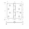4 X 4 X 1/4 Radius Steel Hinge Residential, Pair - 363412