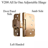 V200 Left Hand All-In-One Adjustable Hinge, New Style - Choose Your Color