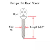 Hinge Screws, 8 x 1.5 Flat Head