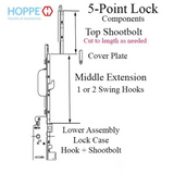 HOPPE SWING HOOK/SHOOTBOLT 16MM MIDDLE EXTENSION, 39.84"