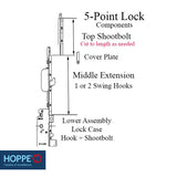 HOPPE SWING HOOK/SHOOTBOLT 16MM MIDDLE EXTENSION, 39.84"