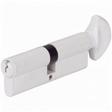 36454551 Rockwell 360 degree Solid Brass Euro profile Cylinder in White Finish for 2-3/8" Thick Door (90mm)