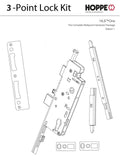 HLS-ONE 3-point Lock KIT, ACTIVE 6-8 Door w/45mm backset, choose door thickness,  6'8"