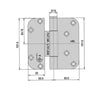 Millennium 2D Adjustable 4 x 4 Guide Hinge Brass Horizontal Adjustable Hinge - 369910