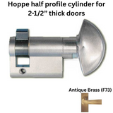 Hoppe Half Cylinder 90 degree with Crescent Knob 40.5 , Antique Brass - 3745972