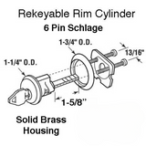 Rim Cylinder, 6 pin Brass Schlage SC4 Lock- 10B Bronze
