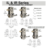 INTERCONNECTED LOCK, 4" CENTERS, GRADE 2 KEYED LEVER - SATIN CHROME - 380504