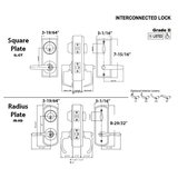 INTERCONNECTED LOCK, 4" CENTERS, GRADE 2 KEYED LEVER - SATIN CHROME - 380504