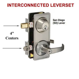 INTERCONNECTED LOCK, 4" CENTERS, GRADE 2 KEYED LEVER - SATIN CHROME - 380504