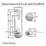 INTERCONNECTED LOCK 5-1/2 DEADBOLT W/ TUSTIN PASSAGE LEVER - SATIN CHROME - 380507