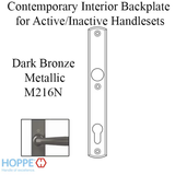HOPPE CONTEMPORARY INTERIOR BACKPLATE M216N FOR ACTIVE/INACTIVE HANDLESETS - DARK BRONZE METALLIC