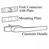 Fork Connector with Plate for Double French Casement Window