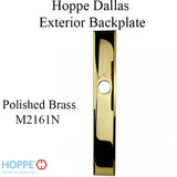 Exterior Back Plate, Dallas, M2161N 1-1/2" x 9-7/16" - Polished Brass ( F77-R), no cylinder hole