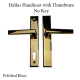 HOPPE MULTIPOINT LOCK HANDLESET -  NONKEYED WITH THUMBTURN, M1643 / 2161N SET - DALLAS CONTEMPORARY INACTIVE