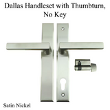 HOPPE MULTIPOINT LOCK HANDLESET -  NONKEYED WITH THUMBTURN, M1643 / 2161N SET - DALLAS CONTEMPORARY INACTIVE