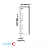 HOPPE Latch & Deadbolt Strike Plate, 2.94 x 8.82 Extra Wide - Matt Black,2074716
