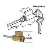 Cylinder, 1 x 1-7/8 tail Piece, for 1-3/4 or 2-1/4 door Schlage Key