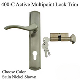 Active Handleset 400C Euro Left Hand Multipoint Lock Trim - 395160EC ,Satin Nickel
