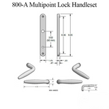 Active Handle Set 800A Series Multipoint Lock Trim Non-Handed Brass- Lifetime Polished Brass (PVD)