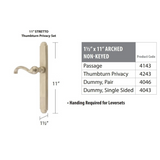 Emtek 4043 STRETTO Narrow Trim Lockset, 1-1/2" x 11" Arched Non-Keyed, Brass Tubular, Dummy Single Sided