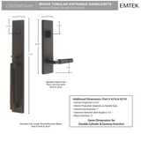 Emtek 4209 Hercules Knurled Full Length Dummy Set Entrance Handleset - Brass Tubular
