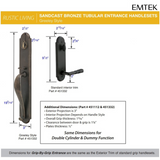 Emtek 452332 Greeley Entrance Handleset - Sandcast Bronze Tubular - Double Cylinder