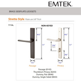 Emtek 8046 STRETTO Narrow Trim Lockset, 1-1/2" x 11" Modern Rectangular Non-Keyed, Brass Tubular, Dummy Pair