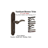 MULTIPOINT LOCK TRIM, 2 X 10" ARCHED PLATE, SANDCAST BRONZE HANDLE SET - CHOOSE HANDLE LEVER