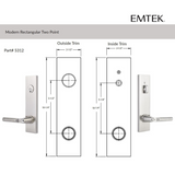 Emtek 5322 Modern Rectangular Two-Point Lockset - Brass Tubular - Double Cylinder