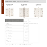 Emtek 9843432D Heavy Duty Ball Bearing Hinges (Pair), 4" x 4" with 5/8" Radius Corners, Stainless Steel