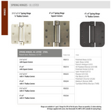 Emtek 95033 Spring Hinges (Pair), 3-1/2" x 3-1/2" with 5/8" Radius Corners, UL Listed, Plated Steel