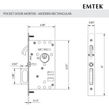 Emtek Modern 2115 Rectangular Pocket Door Mortise Locks (2-7/8" x 7-1/4") - Privacy