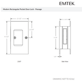 Emtek 2107 Modern Rectangular Pocket Door Lock (2-1/2" x 4-1/2") - Passage