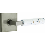 Emtek 5112 Select Brass Lever Handle With Stem And Modern Rectangular Rosette Passage Set