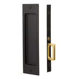 Emtek 2123 Sandcast Bronze Rustic Modern Rectangular Pocket Door Mortise Locks (2-1/2" x 8-1/2") - Keyed