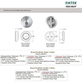 Emtek Round Stainless Steel Single Cylinder Deadbolt - S50001SS