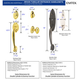 Emtek EMP4411 Marietta Single Cylinder Entrance Handleset - Brass Tubular - EMPowered Upgrade