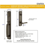 Emtek 451923 Brighton Entrance Handleset - Sandcast Bronze Tubular - Single Cylinder