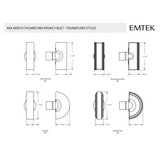 Emtek 8381 Wilshire Thumbturn Privacy Bolt - Single Rosette - Use with Brass Passage Set