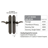 Emtek 4045 STRETTO Narrow Trim Lockset, 2" x 10" Arched Non-Keyed, Brass Tubular, Dummy Pair