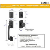 Emtek 451721 Ridgemont Entrance Handleset - Sandcast Bronze Tubular - Single Cylinder