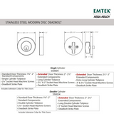 Emtek Stainless Steel Modern Disc Deadbolt Double Cylinder S50024